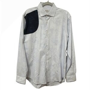 Bogosse D Rider 85 Mens Floral Jacquard Button Down Shirt Light Blue Size 4 L
